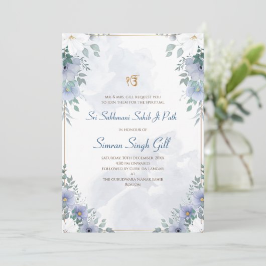 Digital invitation for Sri Sukhmani Sahib path Kaart (Staand voorkant)