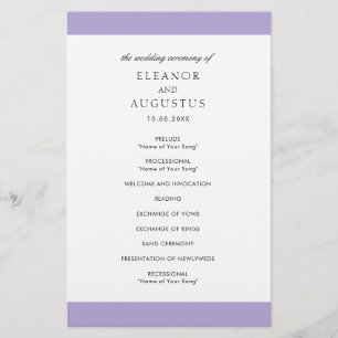 Digital Lavender Paars Budget Wedding Programme Flyer