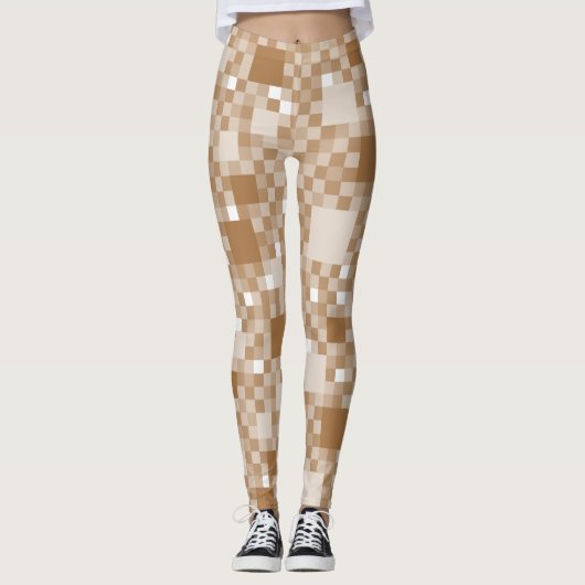 Digital Light Brown Pixelated Little Squares Leggings (Voorkant)