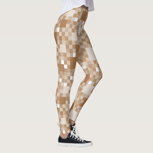 Digital Light Brown Pixelated Little Squares Leggings (Rechts)