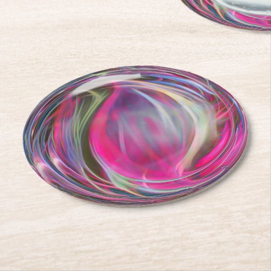 Digital Marble Soap Bubble Ronde Kartonnen Onderzetter (Gebogen)