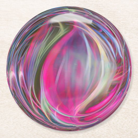 Digital Marble Soap Bubble Ronde Kartonnen Onderzetter (Voorkant)