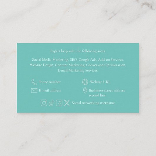 Digital Marketing Expert Business Card Template Visitekaartje (Achterkant)