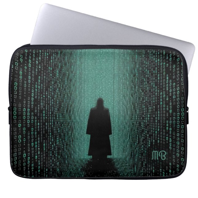 Digital Matrix Corridor Cyber Shadows Laptop Sleeve (Voorkant)