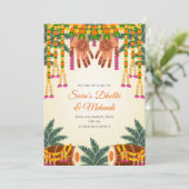 Digital Mehndi nodigt Digital Dholki uit Kaart (Staand voorkant)