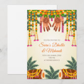 Digital Mehndi nodigt Digital Dholki uit Kaart (Voorkant / Achterkant)