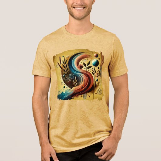 Digital Mirage – futuristisch Abstract print T-shi Tri-Blend Shirt (Voorkant)