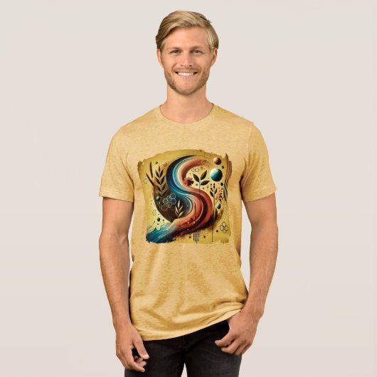 Digital Mirage – futuristisch Abstract print T-shi Tri-Blend Shirt (Voorkant volledig)