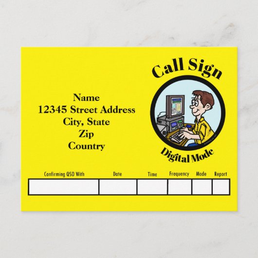 Digital Mode Ham Radio QSL-Kaart Briefkaart (Voorkant)