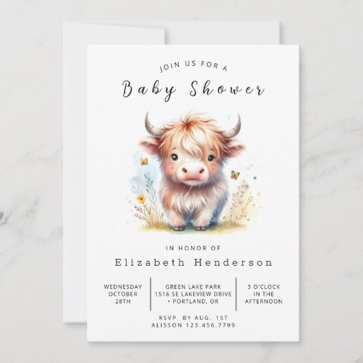 Digital Modern Classic Koe Baby shower Kaart (Voorkant)