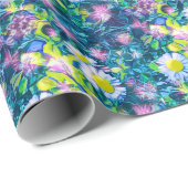 Digital Nature Floral, Daisy  Blues Cadeaupapier (Rol Hoek)