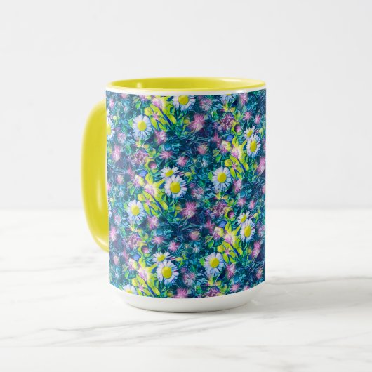 Digital Nature Floral, Daisy  Blues Mok (Voorkant links)