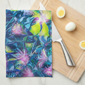 Digital Nature Floral, Daisy  Blues Theedoek (Quarter Fold)