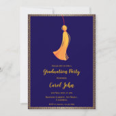 Digital Navy Blue Gold Tassel Graduation Party Kaart (Voorkant)