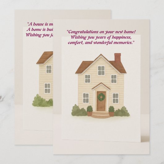 Digital New Home Gefeliciteerd Kaart (Voorkant / Achterkant)