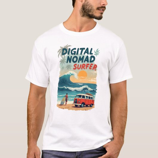 Digital Nomad Surfer Beach T-shirt (Voorkant)