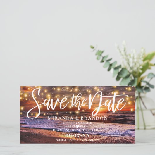 Digital Ocean Beach Save the Date Uitnodiging (Staand voorkant)