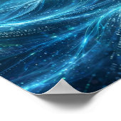 Digital Ocean — Gegevensstroom Abstract Kunst Post Poster (Hoek)