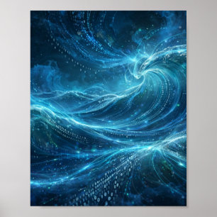 Digital Ocean — Gegevensstroom Abstract Kunst Post Poster