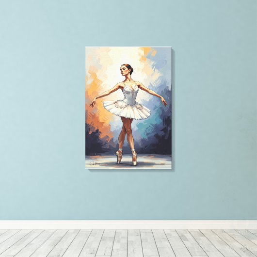 Digital Painting of a Ballerina – Elegant Dance  Canvas Afdruk (Insitu (Houten vloer))