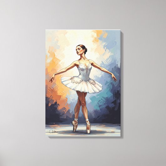 Digital Painting of a Ballerina – Elegant Dance  Canvas Afdruk (Voorkant)