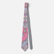 Digital Paisley Stropdas Pink Grey