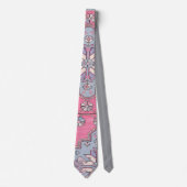 Digital Paisley Stropdas Pink Grey (Voorkant)