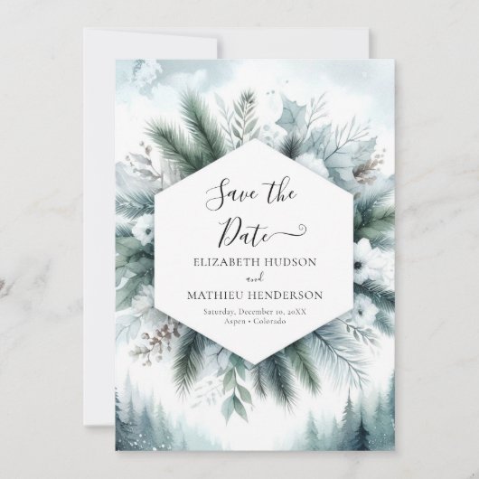 Digital Pine Mountain Wedding Save The Date (Voorkant)