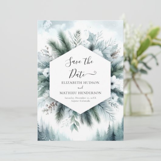 Digital Pine Mountain Wedding Save The Date (Staand voorkant)