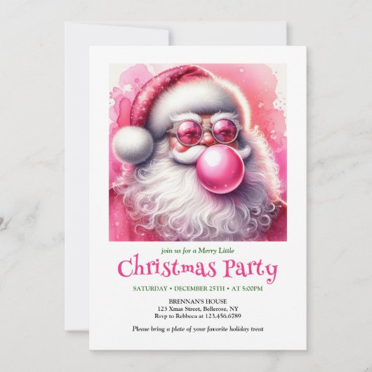 Digital Pink Santa Bubble Gum Funny Christmas  Kaart (Voorkant)
