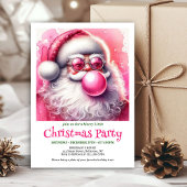Digital Pink Santa Bubble Gum Funny Christmas  Kaart