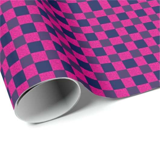 Digital Pixel Check Plaid Pink and Blue Cadeaupapier (Rol Hoek)