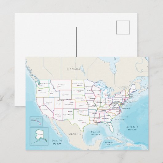 Digital political map of the United States. Briefkaart (Voorkant / Achterkant)