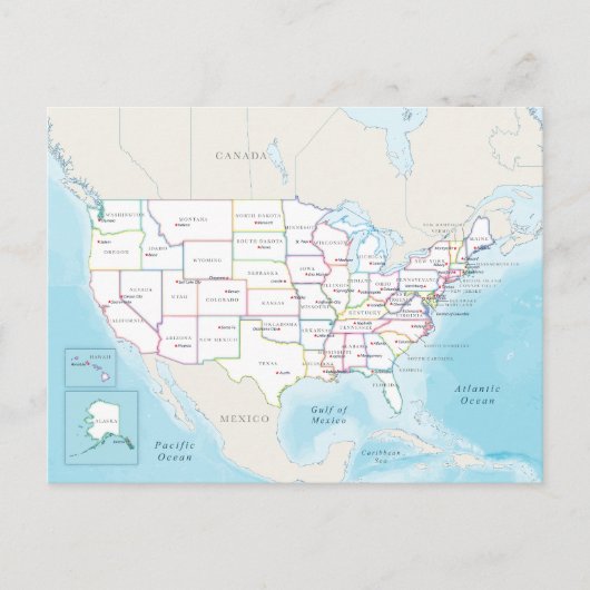 Digital political map of the United States. Briefkaart (Voorkant)