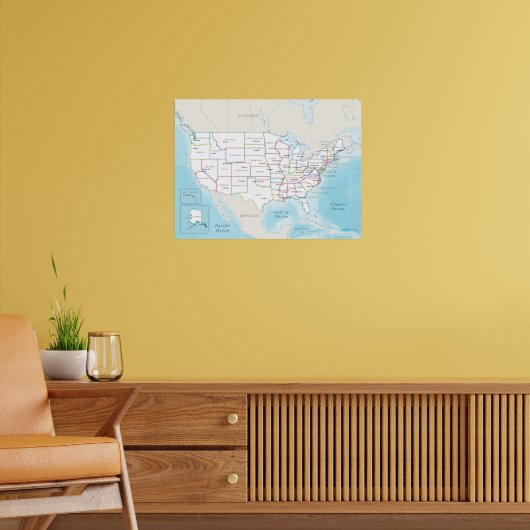Digital political map of the United States. Poster (Woonkamer 2)