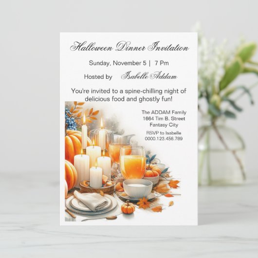 Digital & Printable Halloween Dinner Invitations Kaart (Staand voorkant)
