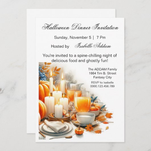 Digital & Printable Halloween Dinner Invitations Kaart (Voorkant / Achterkant)
