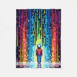 Digital Rain Cyberpunk Pixel Art futuristisch ontw Fleece Deken