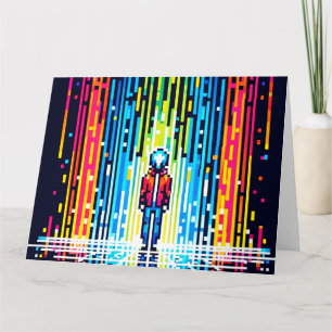 Digital Rain Cyberpunk Pixel Art futuristisch ontw Kaart