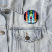Digital Rain Cyberpunk Pixel Art futuristisch ontw Ronde Button 5,7 Cm (In situ)