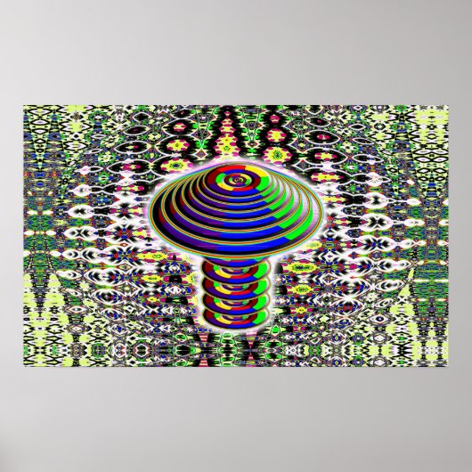 Digital Rainbow Mushroom (woorden toevoegen) Poster (Voorkant)