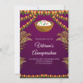 Digital Rice voeding uitnodigen Annaprasan uitnodi Kaart (Voorkant)