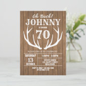 Digital Rustic Deer Birthday Invitation. Oh Buck! Kaart (Staand voorkant)