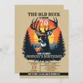 Digital Rustic Deer Birthday Invitation. Oh Buck! Kaart (Voorkant / Achterkant)