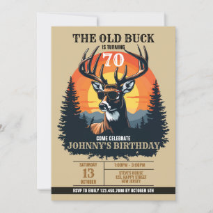 Digital Rustic Deer Birthday Invitation. Oh Buck! Kaart