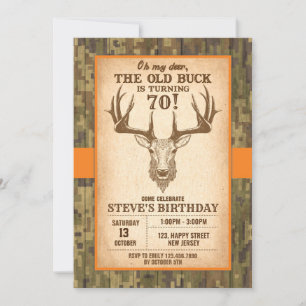 Digital Rustic Deer Birthday Uitnodiging