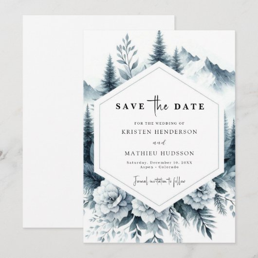 Digital Rustic Mountain Wedding Save The Date (Voorkant / Achterkant)