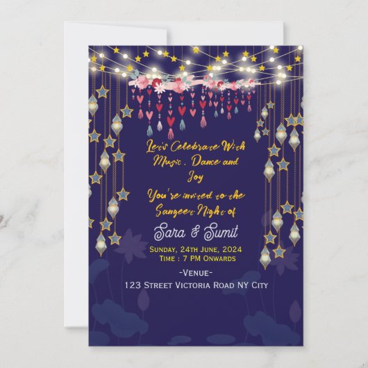 Digital Sangeet Night Invitations  Kaart (Voorkant)