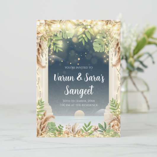 Digital Sangeet nodigt uitnodigingen voor ontvangs (Staand voorkant)