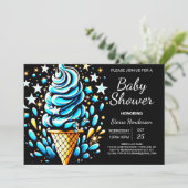 Digital Scoop Ice Cream Boy Baby shower Kaart (Staand voorkant)